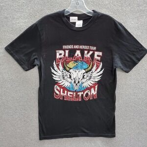 Blake Shelton Men T-Shirt Small Black Friends and Heroes Tour 2020 Skull Wings